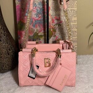 Bebe Nola Satchel in Blush pink NWT